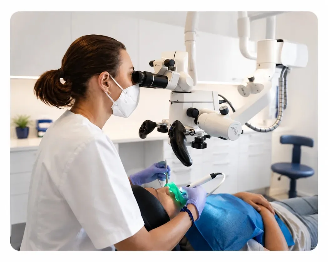 Microscope opératoire utilisé pour le traitement endodontique